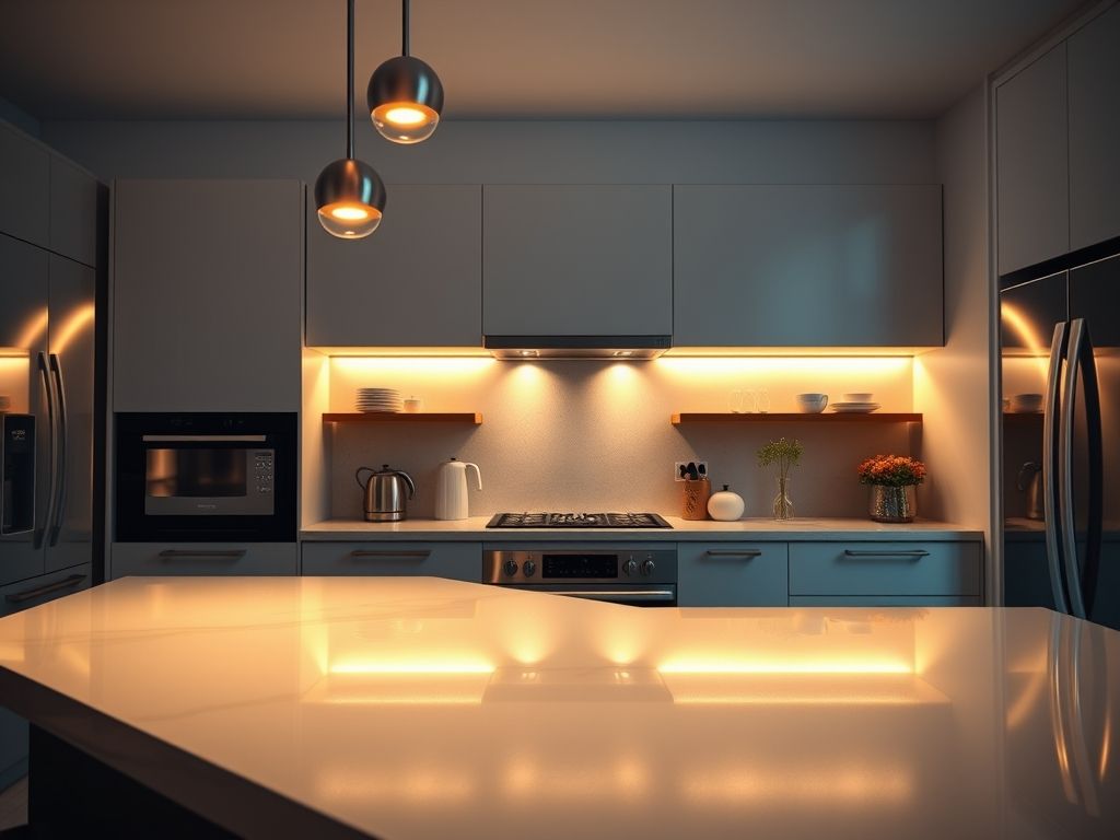 Perfil de LED linear para iluminação de cozinha