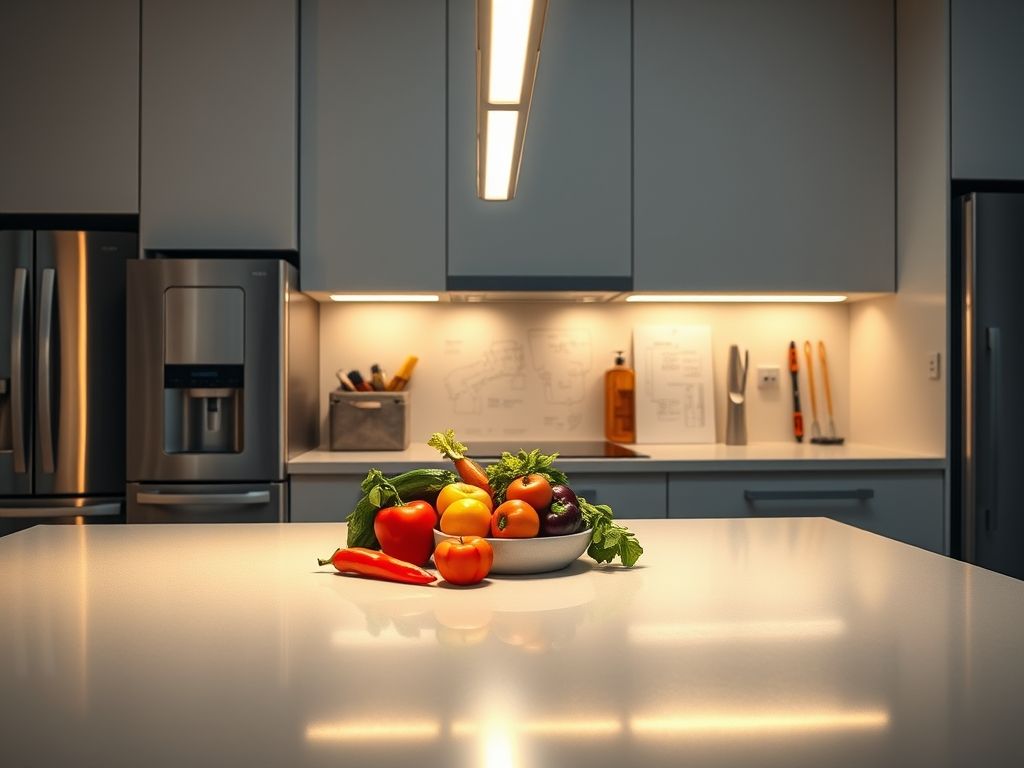 Perfil de LED linear para iluminação de cozinhas compactas