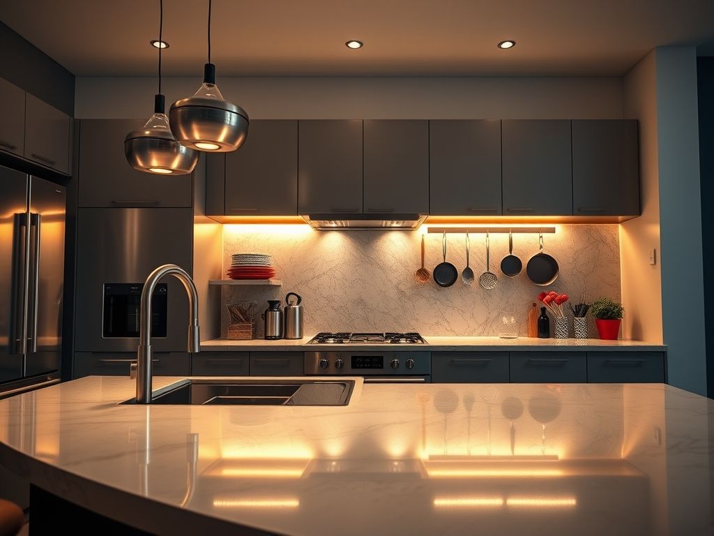 Perfil de LED linear para iluminação de cozinhas gourmet