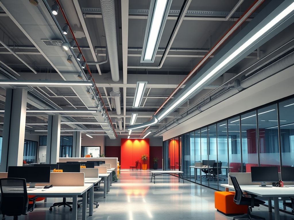 Perfil de LED linear para iluminação de escritórios