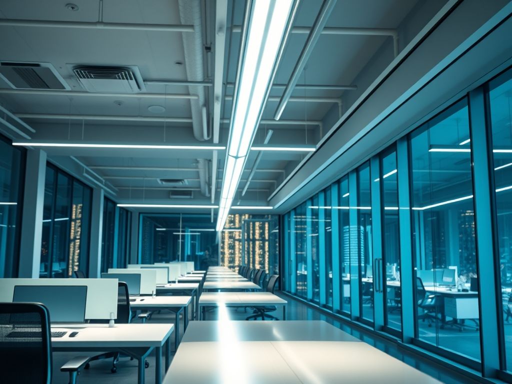 Perfil de LED linear para iluminação de escritórios corporativos
