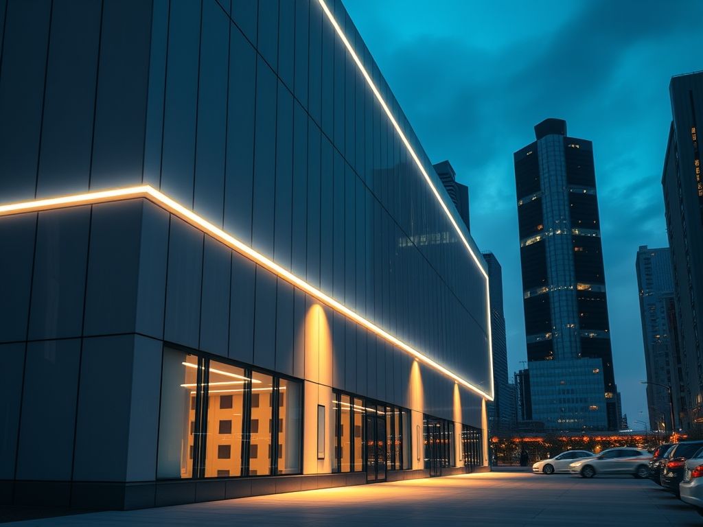 Perfil de LED linear para iluminação de fachadas modernas