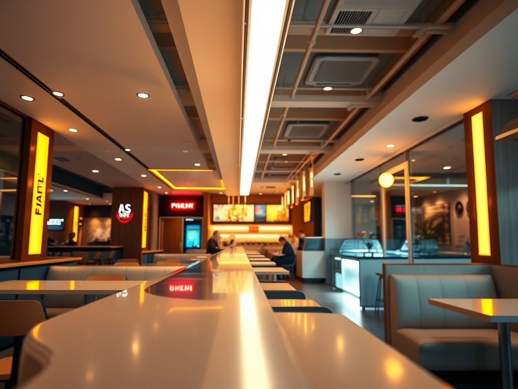 Perfil de LED linear para iluminação de fast food