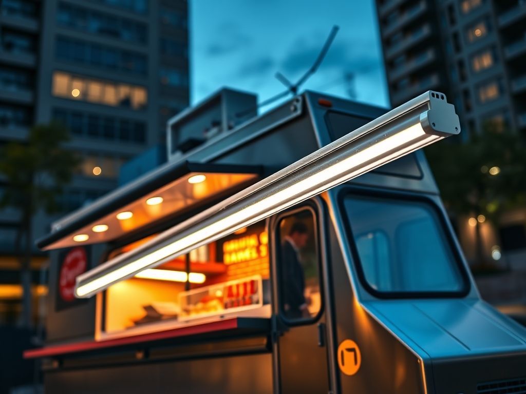 Perfil de LED linear para iluminação de food trucks
