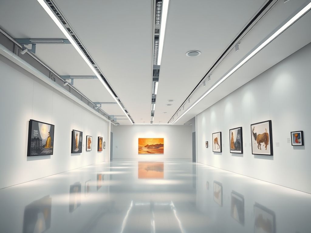 Perfil de LED linear para iluminação de galerias de arte