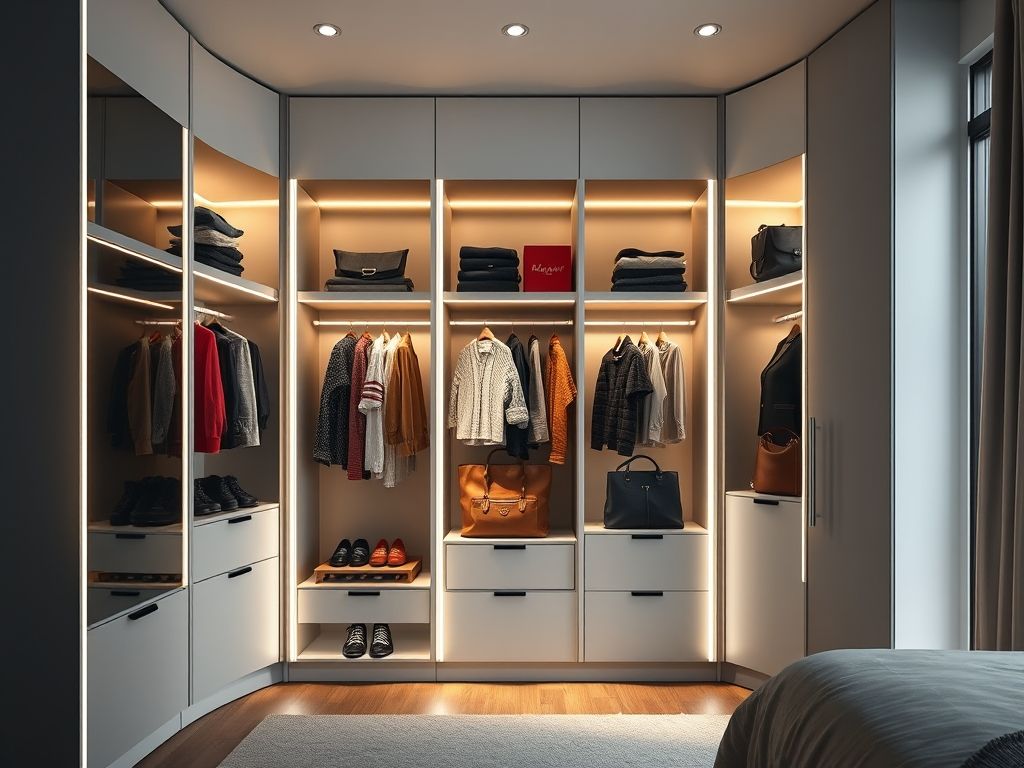 Perfil de LED linear para iluminação de guarda-roupa