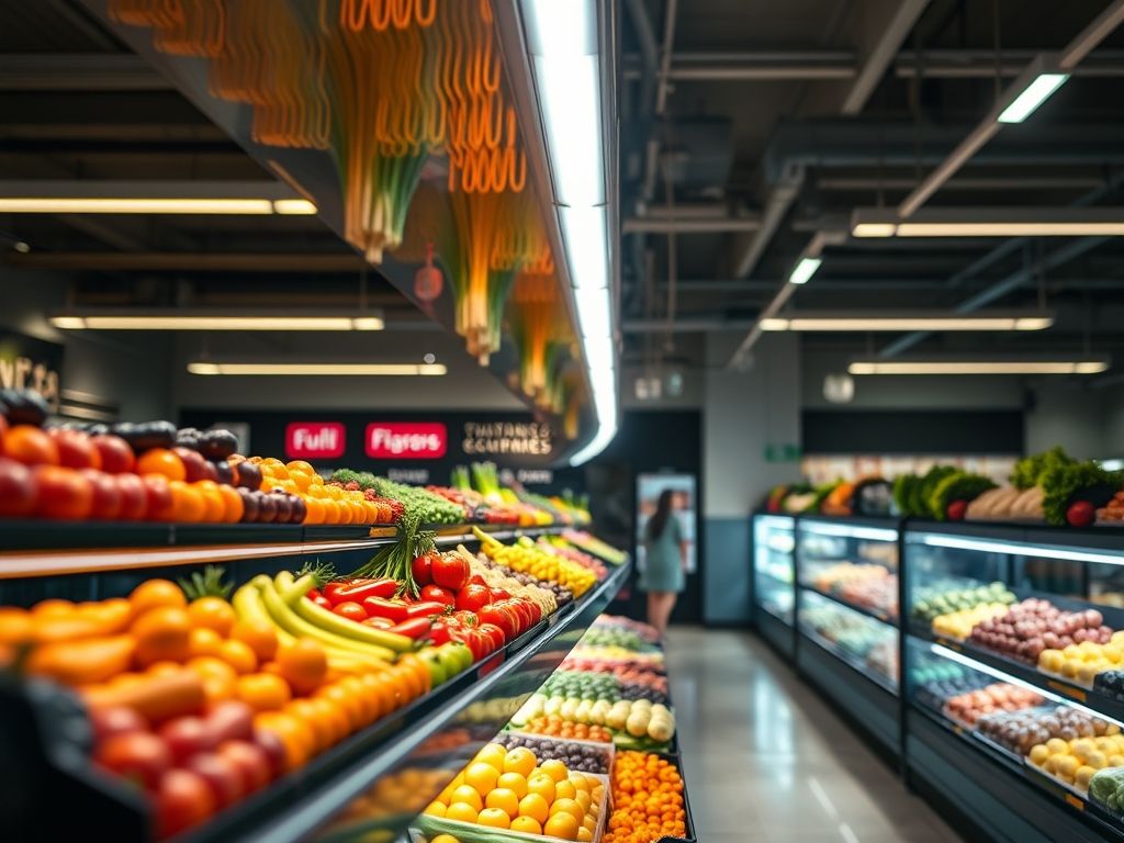 Perfil de LED linear para iluminação de hortifrúti
