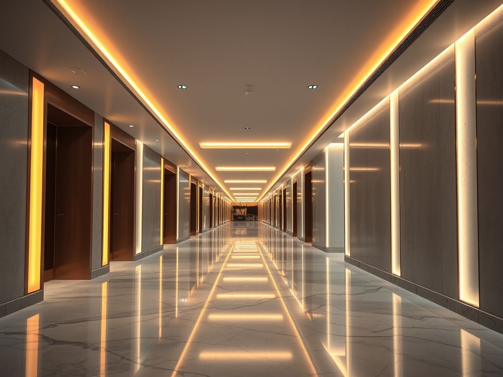 Perfil de LED linear para iluminação de hotéis