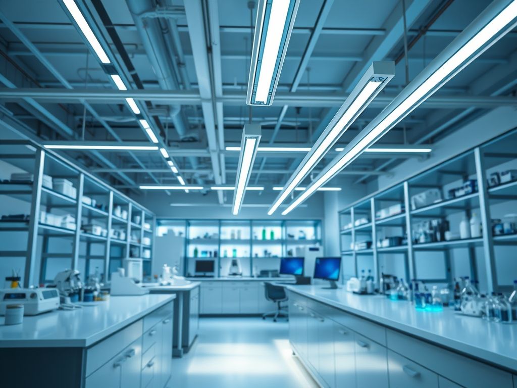 Perfil de LED linear para iluminação de laboratórios