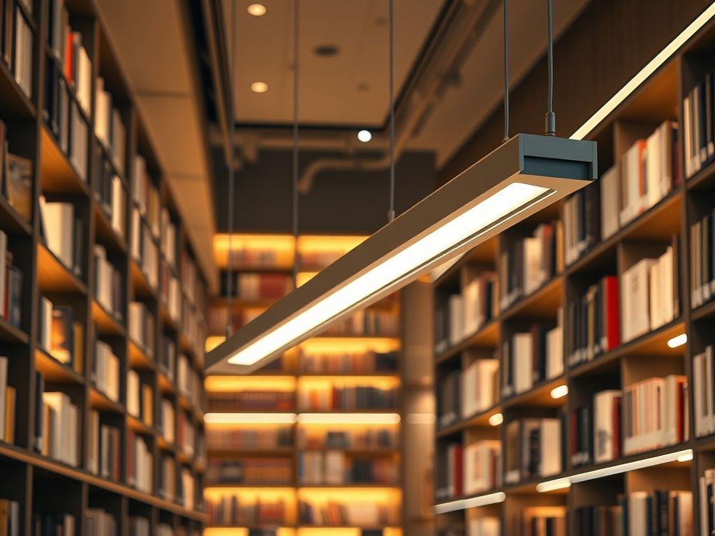 Perfil de LED linear para iluminação de livrarias