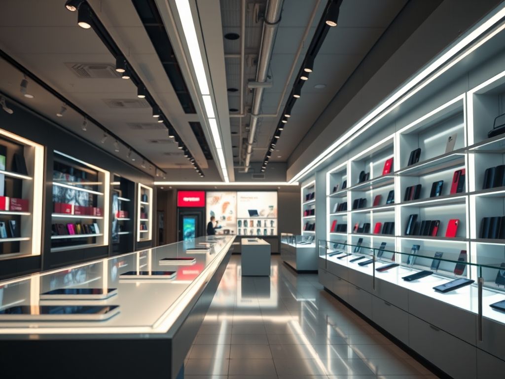 Perfil de LED linear para iluminação de lojas de celulares