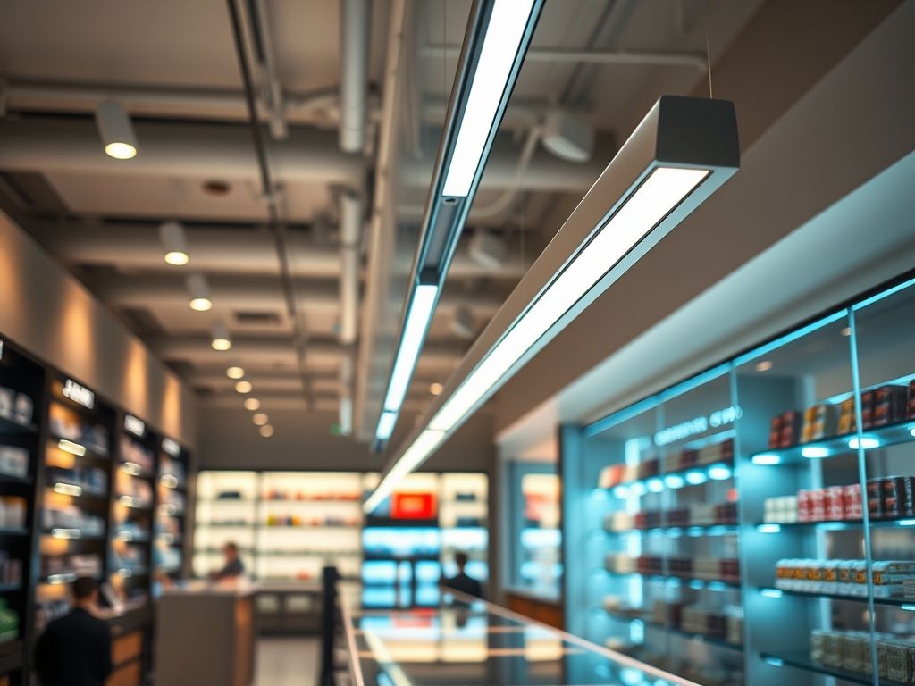 Perfil de LED linear para iluminação de lojas de conveniência