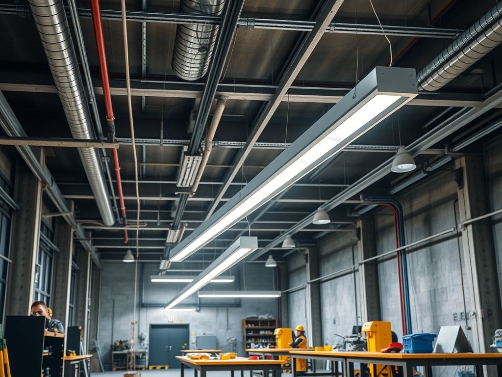 Perfil de LED linear para iluminação de oficinas