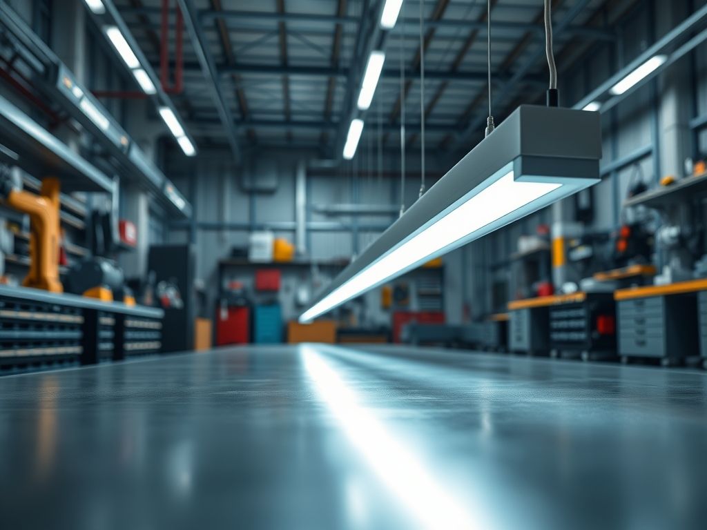 Perfil de LED linear para iluminação de oficinas mecânicas