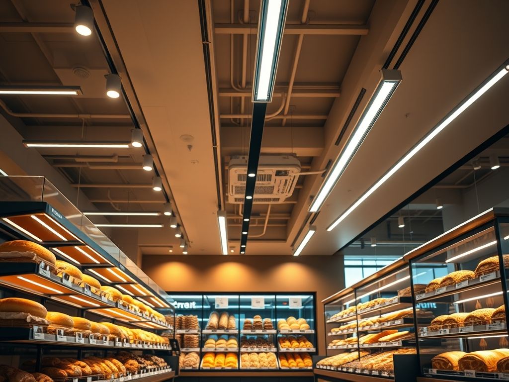 Perfil de LED linear para iluminação de padarias