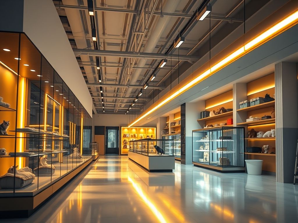 Perfil de LED linear para iluminação de pet shops
