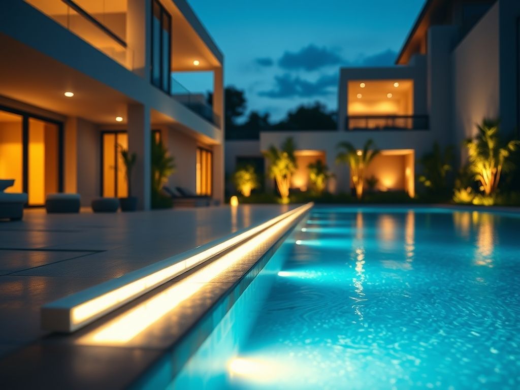Perfil de LED linear para iluminação de piscinas