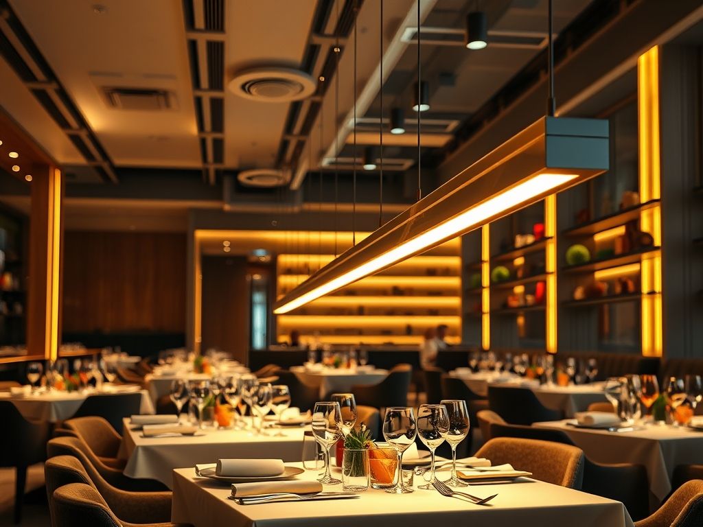 Perfil de LED linear para iluminação de restaurantes gourmet