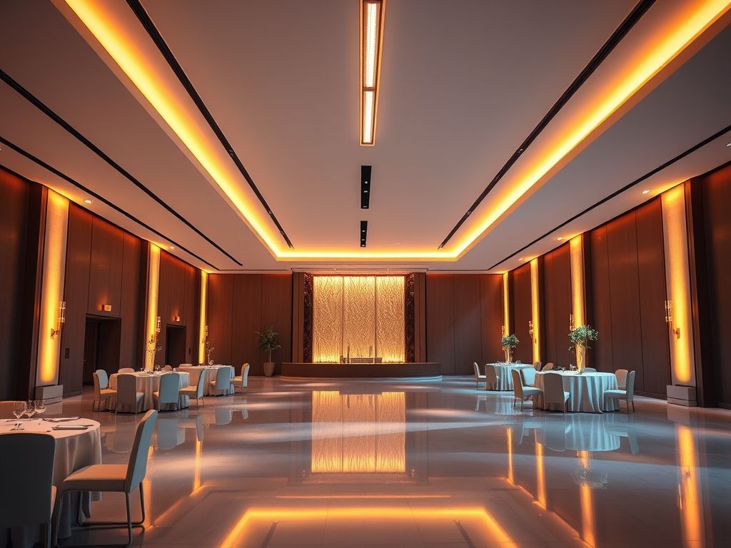 Perfil de LED linear para iluminação de salões de festas