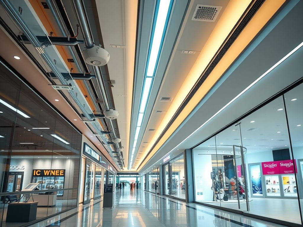 Perfil de LED linear para iluminação de shopping centers