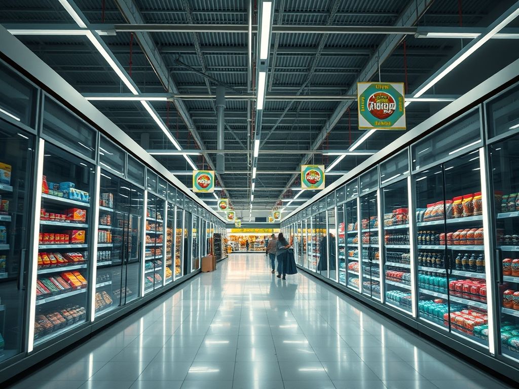 Perfil de LED linear para iluminação de supermercados atacadistas
