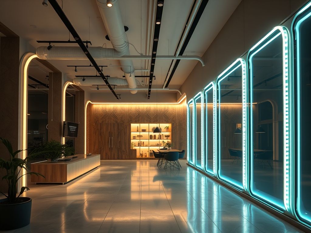 Perfil LED curvo em tetos decorativos