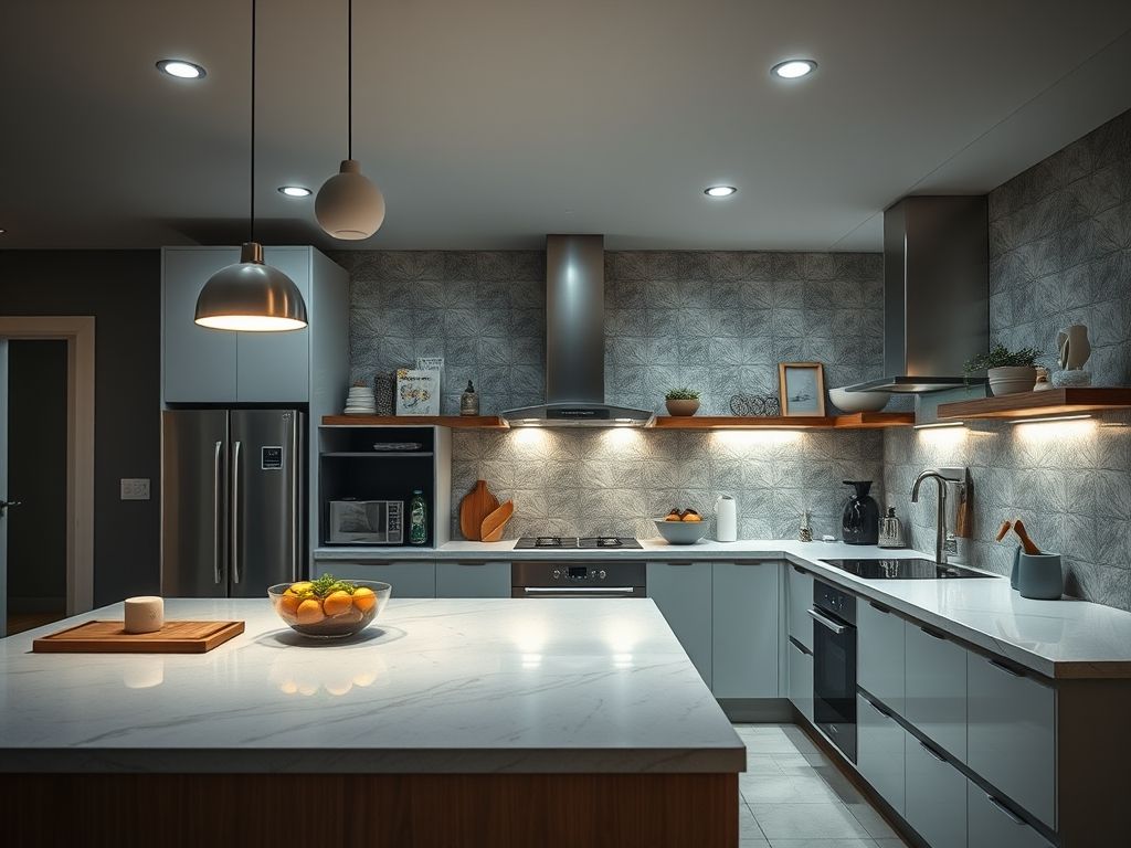 Perfil LED embutido em bancadas de cozinha