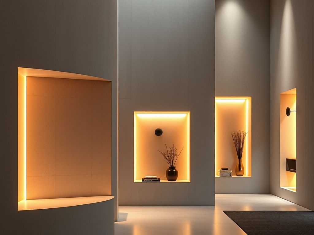 Perfil LED embutido em nichos decorativos