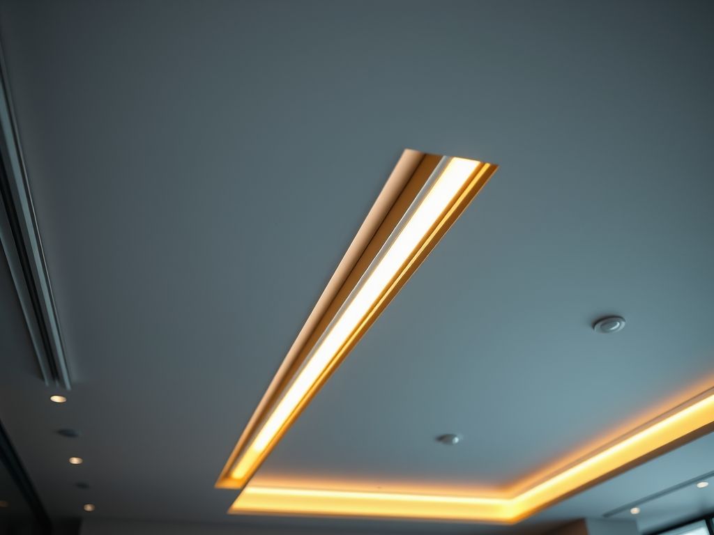 Perfil LED embutido no teto de drywall
