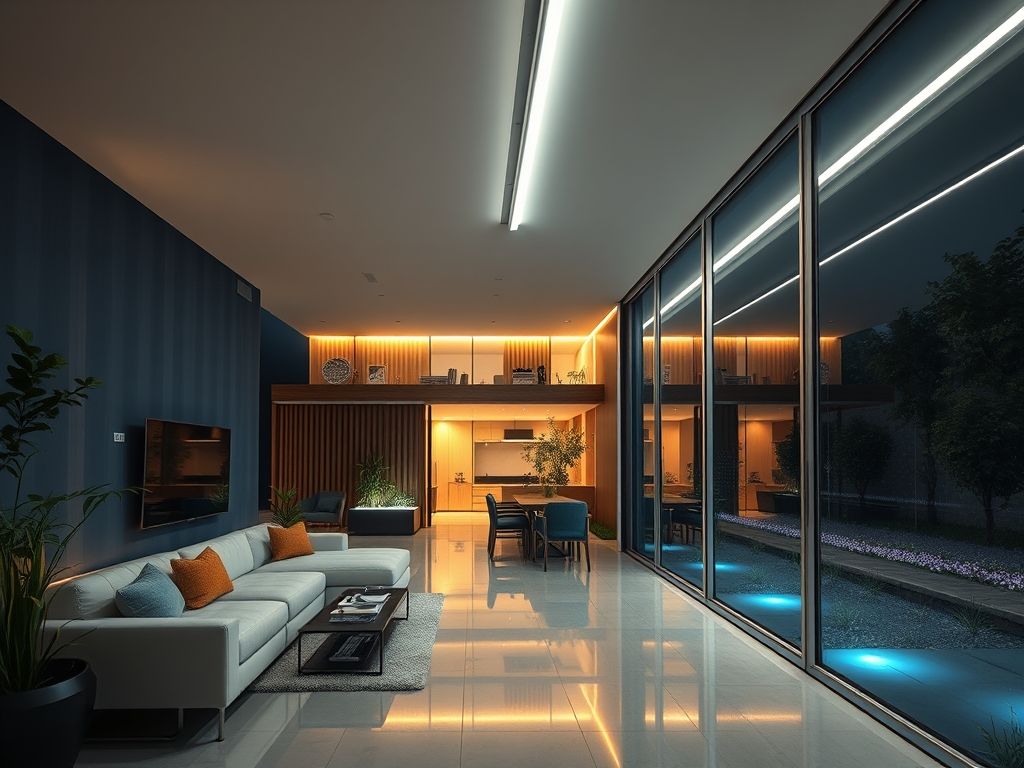 Perfil LED linear contínuo em residências modernas