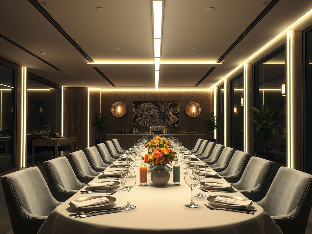 Perfil LED linear contínuo em salas de jantar