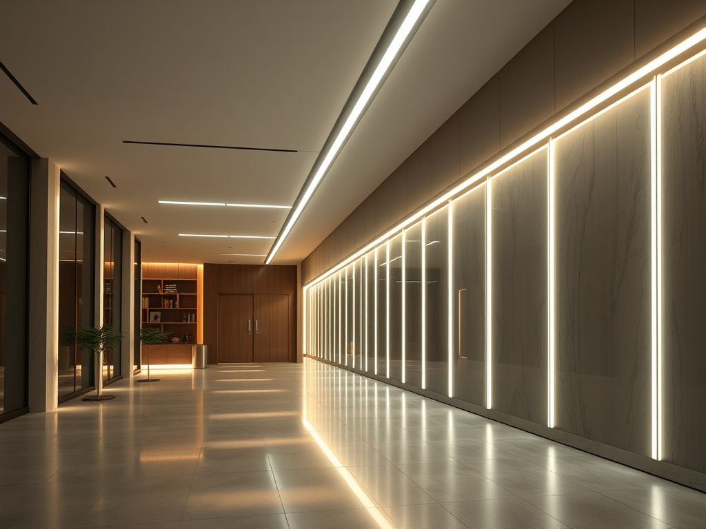 Perfil LED linear contínuo para iluminação decorativa