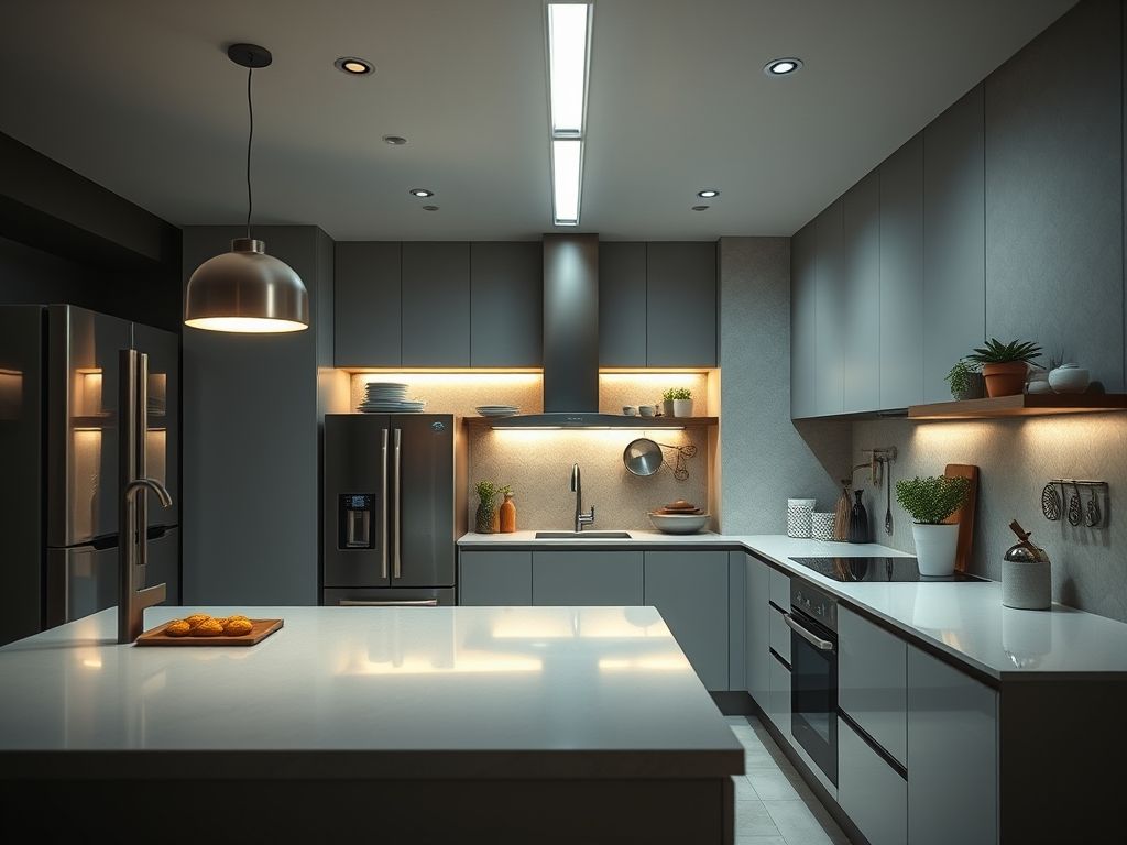 Perfil LED linear em cozinhas compactas