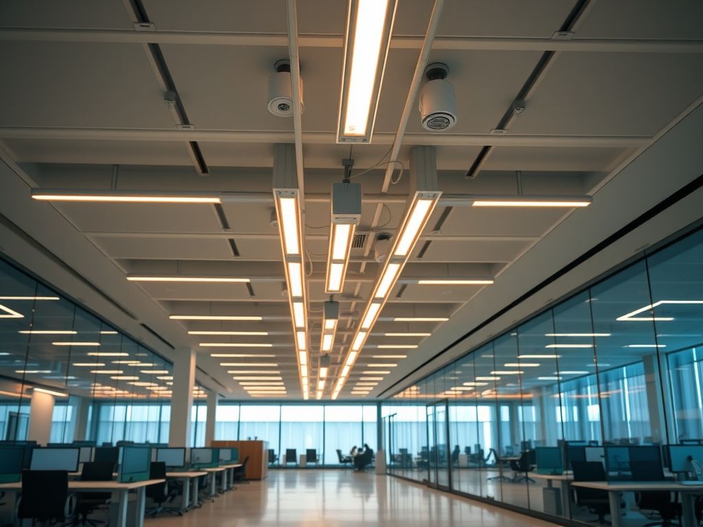 Perfil LED linear para iluminação de escritórios modernos