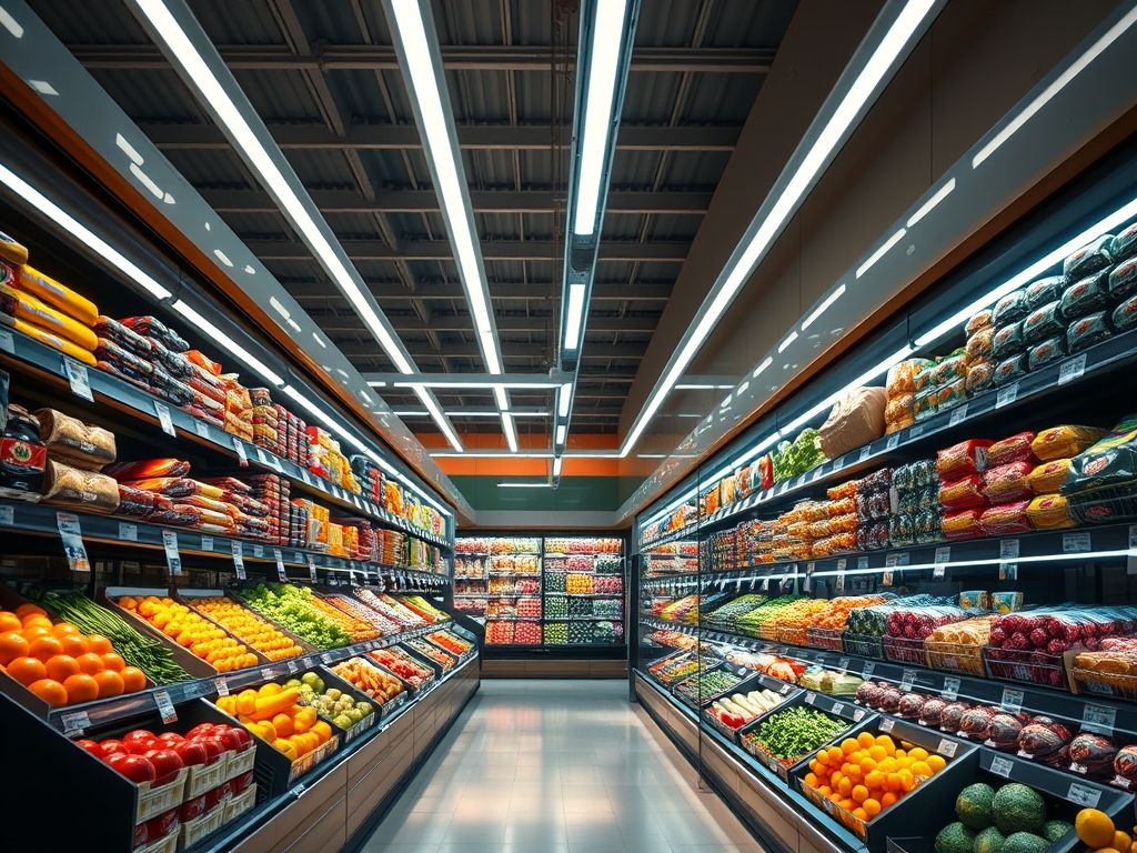 Perfil LED linear para iluminação de supermercados