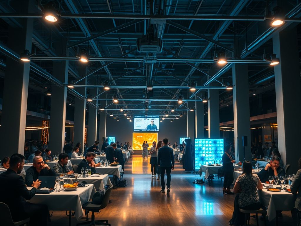 Perfil LED suspenso em ambientes de eventos