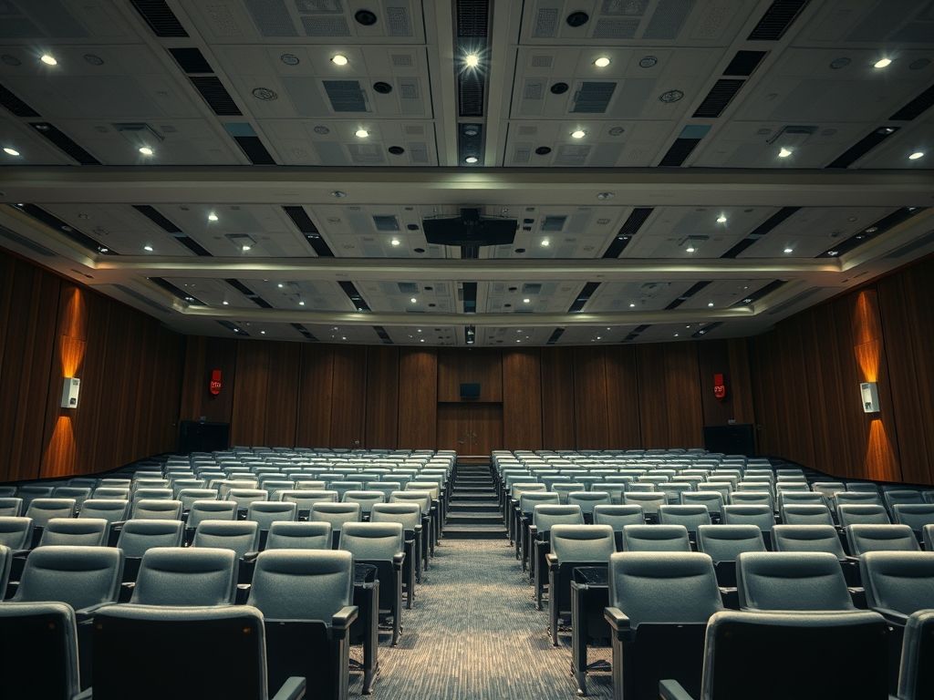 Perfil LED suspenso em auditórios e salas de reunião
