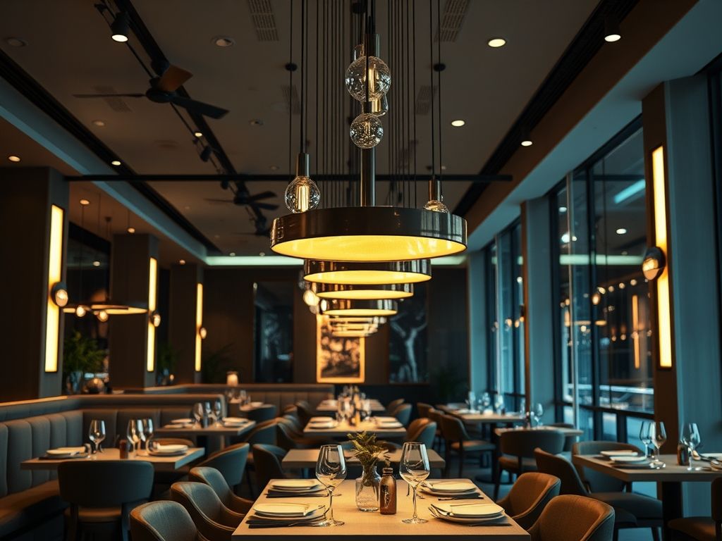 Perfil LED suspenso em restaurantes de luxo