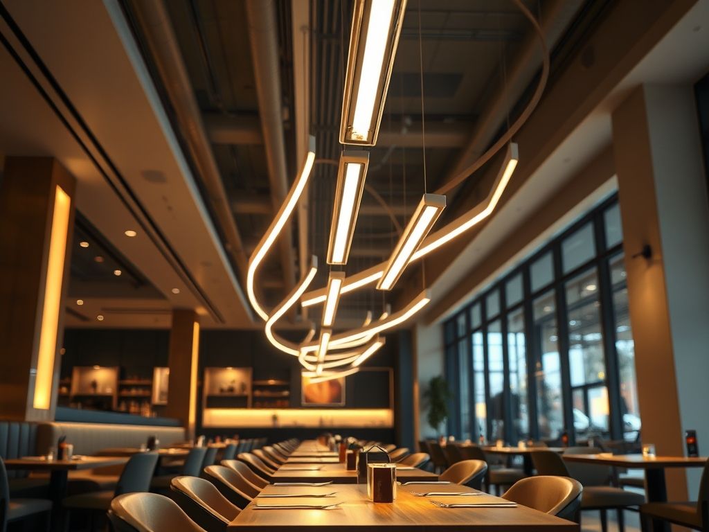 Perfil LED suspenso em restaurantes: instalação