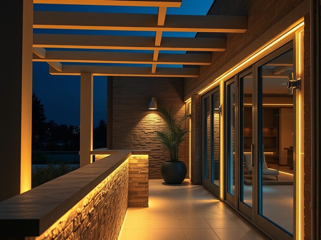 Perfis de LED embutidos em varandas gourmet