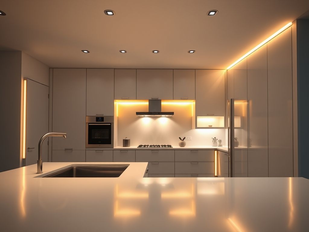 Perfis de LED embutidos para cozinha planejada