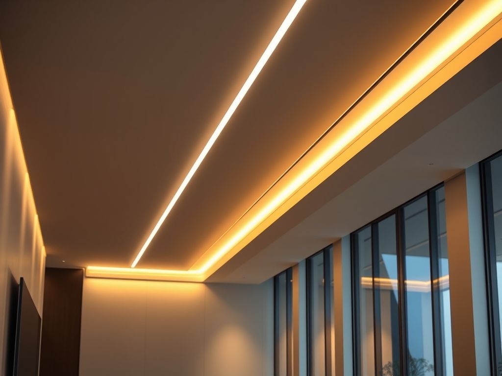 Perfis de LED embutidos para iluminação indireta