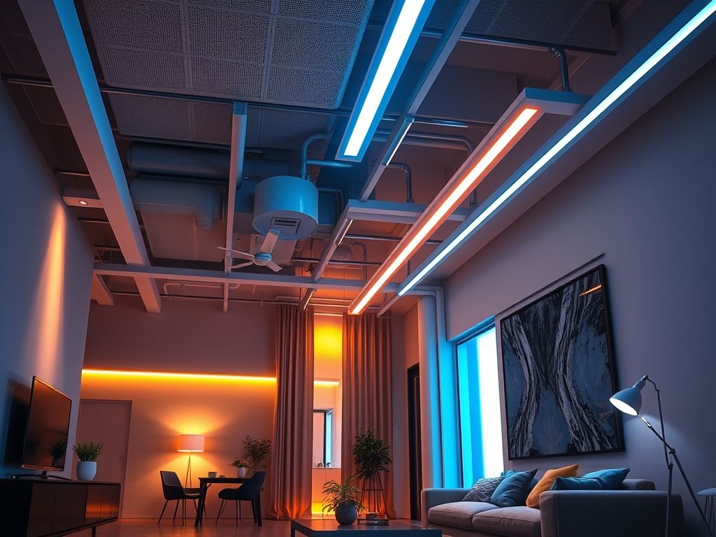 Perfis de LED inovadores em lofts e apartamentos compactos