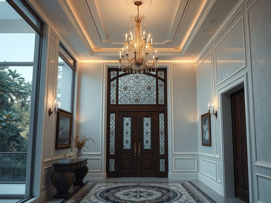 Arandela de vidro elegante para hall de entrada