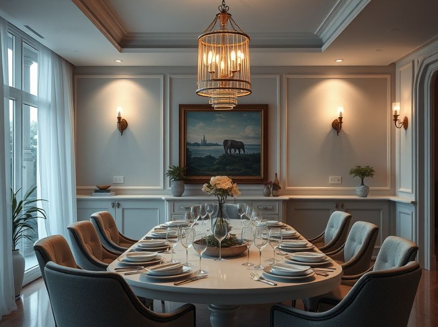 Como iluminar sala de jantar com lustres dourados