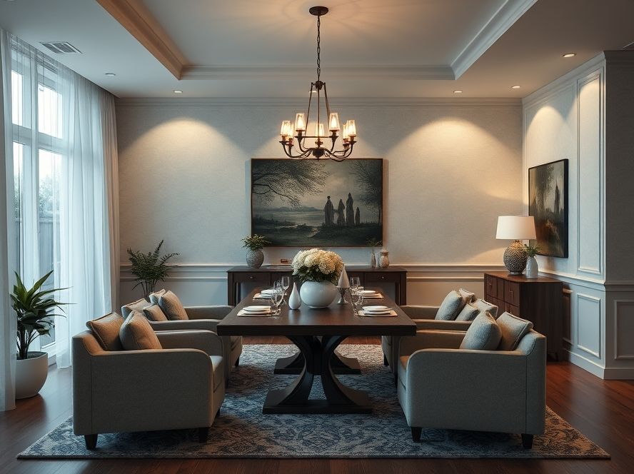 Como iluminar sala de jantar com móveis claros