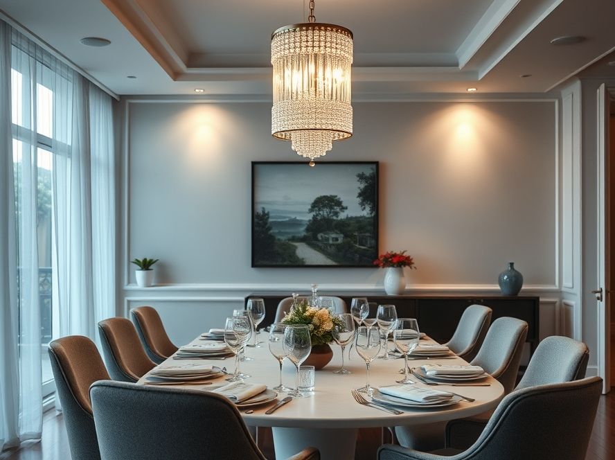 Como instalar lustres de cristal na sala de jantar