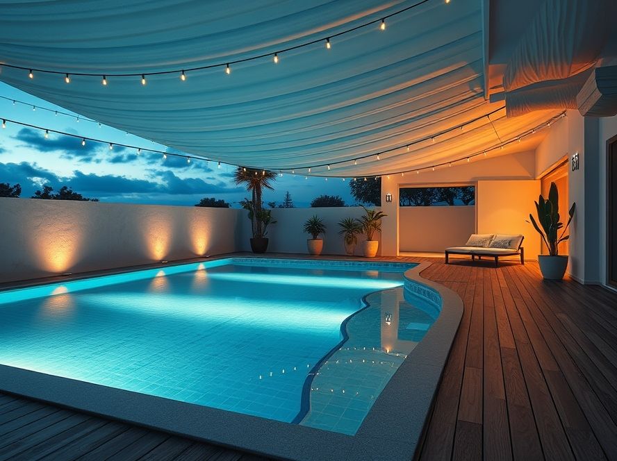 Embutido de solo decorativo para piscina e deck