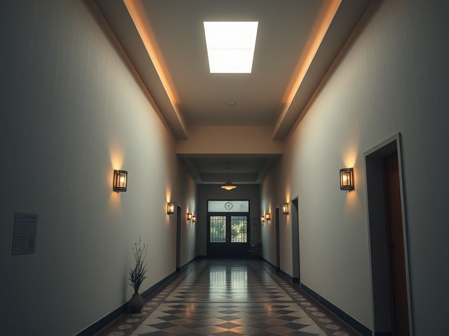 Embutido de solo iluminando passarela interna