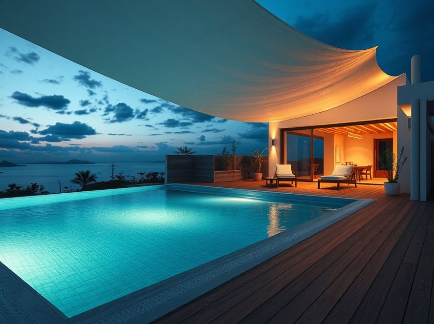 Embutido de solo para piscina e deck